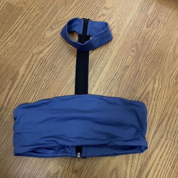 ONIA blue collared bandeau bikini swimwear bathing suit top size medium - Picture 2 of 5